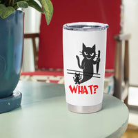 Murder Cat What Tumbler Cup Funny Black Kitty Holding Knife Meme