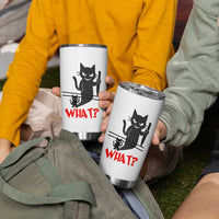 Murder Cat What Tumbler Cup Funny Black Kitty Holding Knife Meme