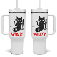 Murder Cat What Tumbler With Handle Funny Black Kitty Holding Knife Meme
