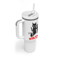 Murder Cat What Tumbler With Handle Funny Black Kitty Holding Knife Meme