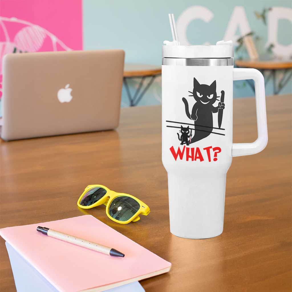 Murder Cat What Tumbler With Handle Funny Black Kitty Holding Knife Meme