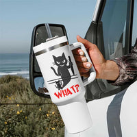 Murder Cat What Tumbler With Handle Funny Black Kitty Holding Knife Meme
