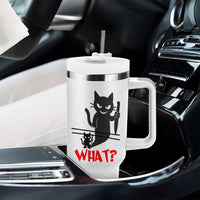 Murder Cat What Tumbler With Handle Funny Black Kitty Holding Knife Meme