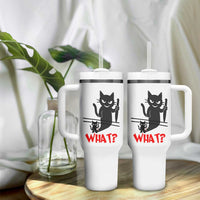 Murder Cat What Tumbler With Handle Funny Black Kitty Holding Knife Meme