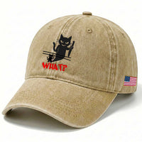 Murder Cat What Washed Cotton Baseball Cap Funny Black Kitty Holding Knife Meme