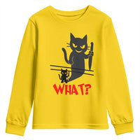 Murder Cat What Youth Sweatshirt Funny Black Kitty Holding Knife Meme - Wonder Print Shop
