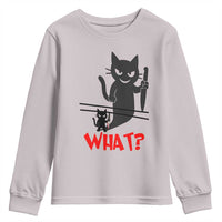 Murder Cat What Youth Sweatshirt Funny Black Kitty Holding Knife Meme - Wonder Print Shop