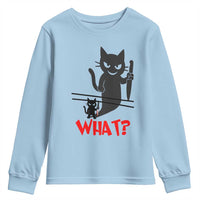Murder Cat What Youth Sweatshirt Funny Black Kitty Holding Knife Meme - Wonder Print Shop