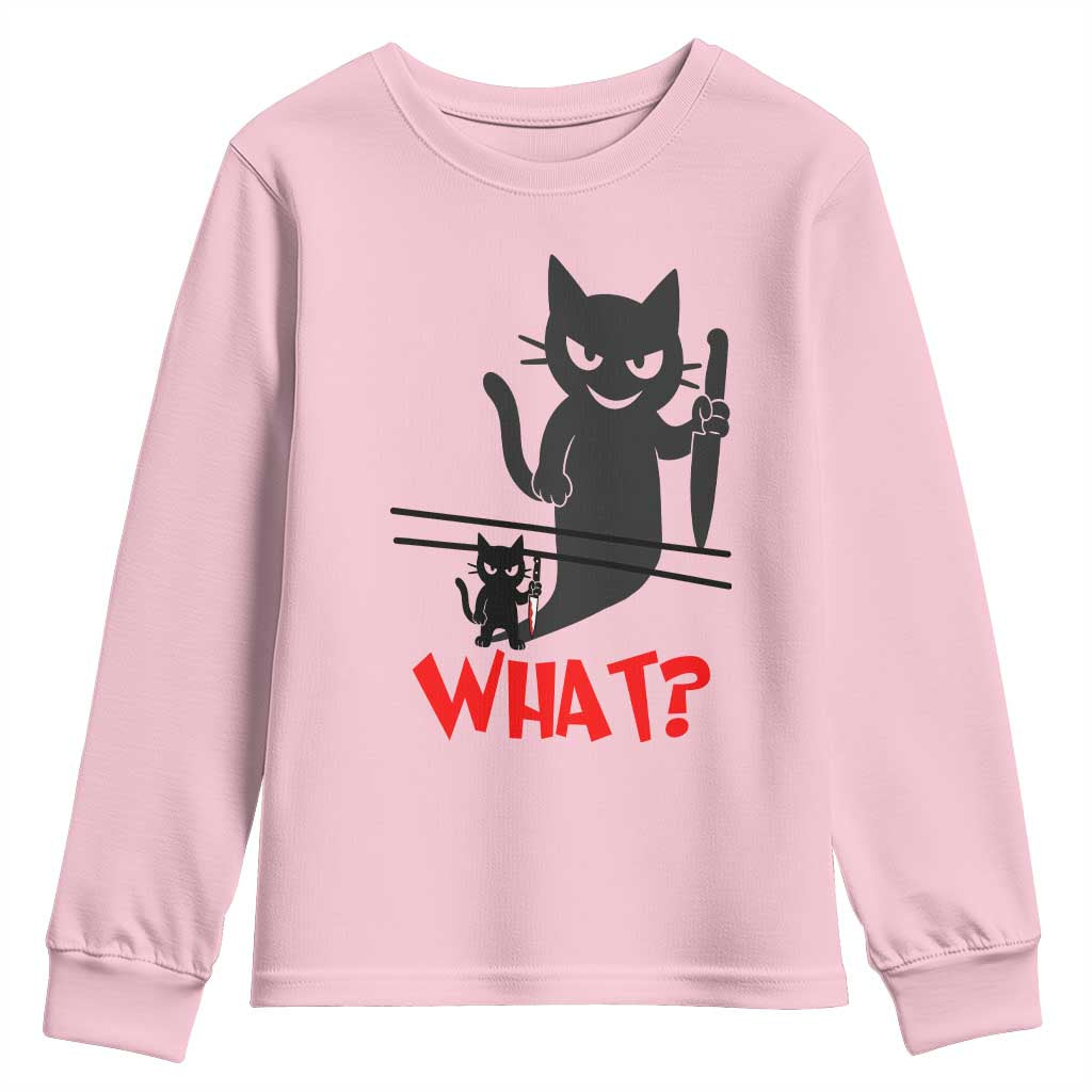 Murder Cat What Youth Sweatshirt Funny Black Kitty Holding Knife Meme - Wonder Print Shop