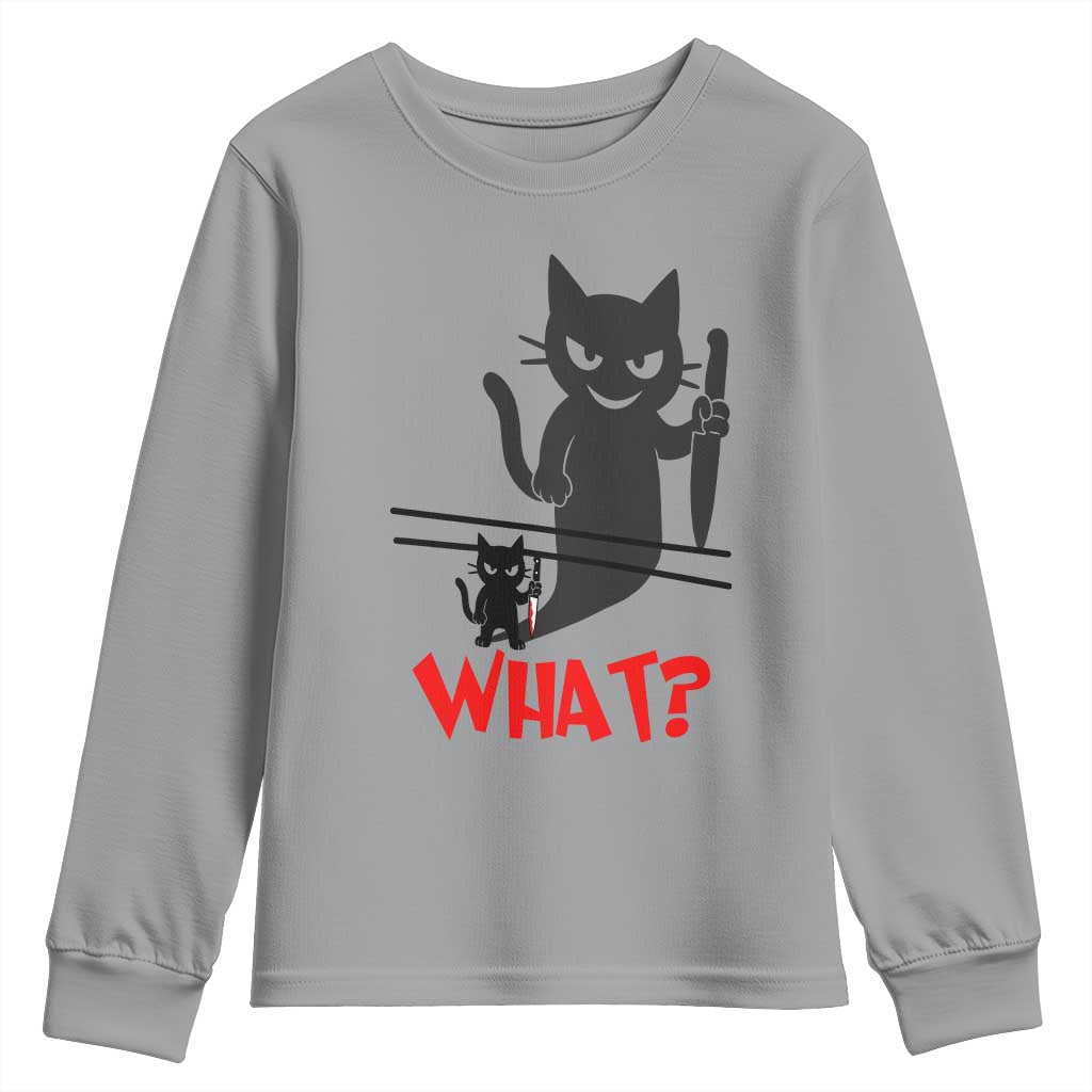 Murder Cat What Youth Sweatshirt Funny Black Kitty Holding Knife Meme - Wonder Print Shop