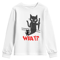 Murder Cat What Youth Sweatshirt Funny Black Kitty Holding Knife Meme - Wonder Print Shop