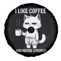 I Like Coffee And Maybe Three People Spare Tire Cover Funny Cat Coffee Lover - Wonder Print Shop