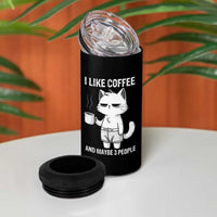 I Like Coffee And Maybe Three People 4 in 1 Can Cooler Tumbler Funny Cat Coffee Lover