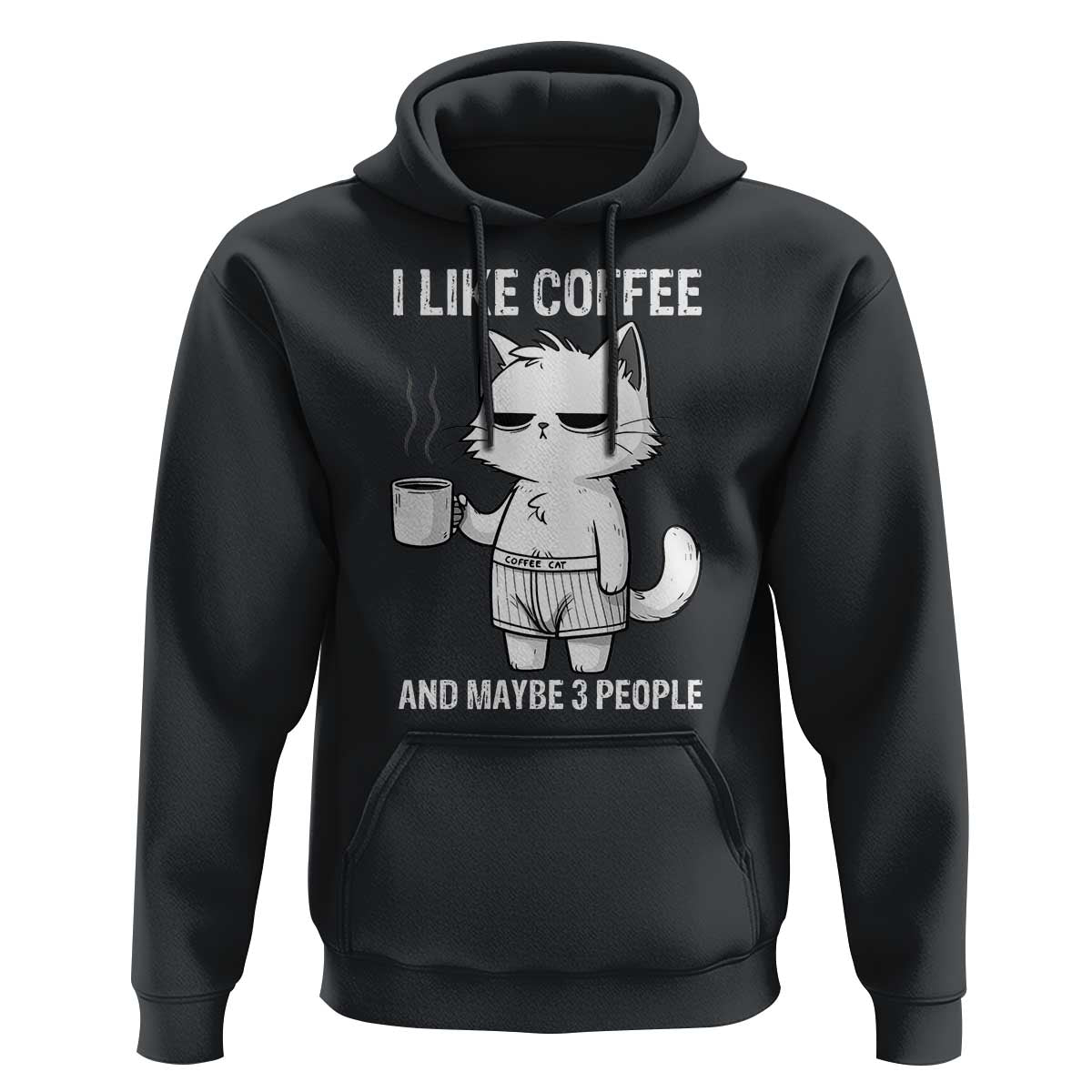 I Like Coffee And Maybe Three People Hoodie Funny Cat Coffee Lover - Wonder Print Shop