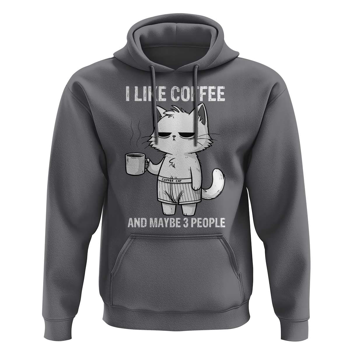 I Like Coffee And Maybe Three People Hoodie Funny Cat Coffee Lover - Wonder Print Shop