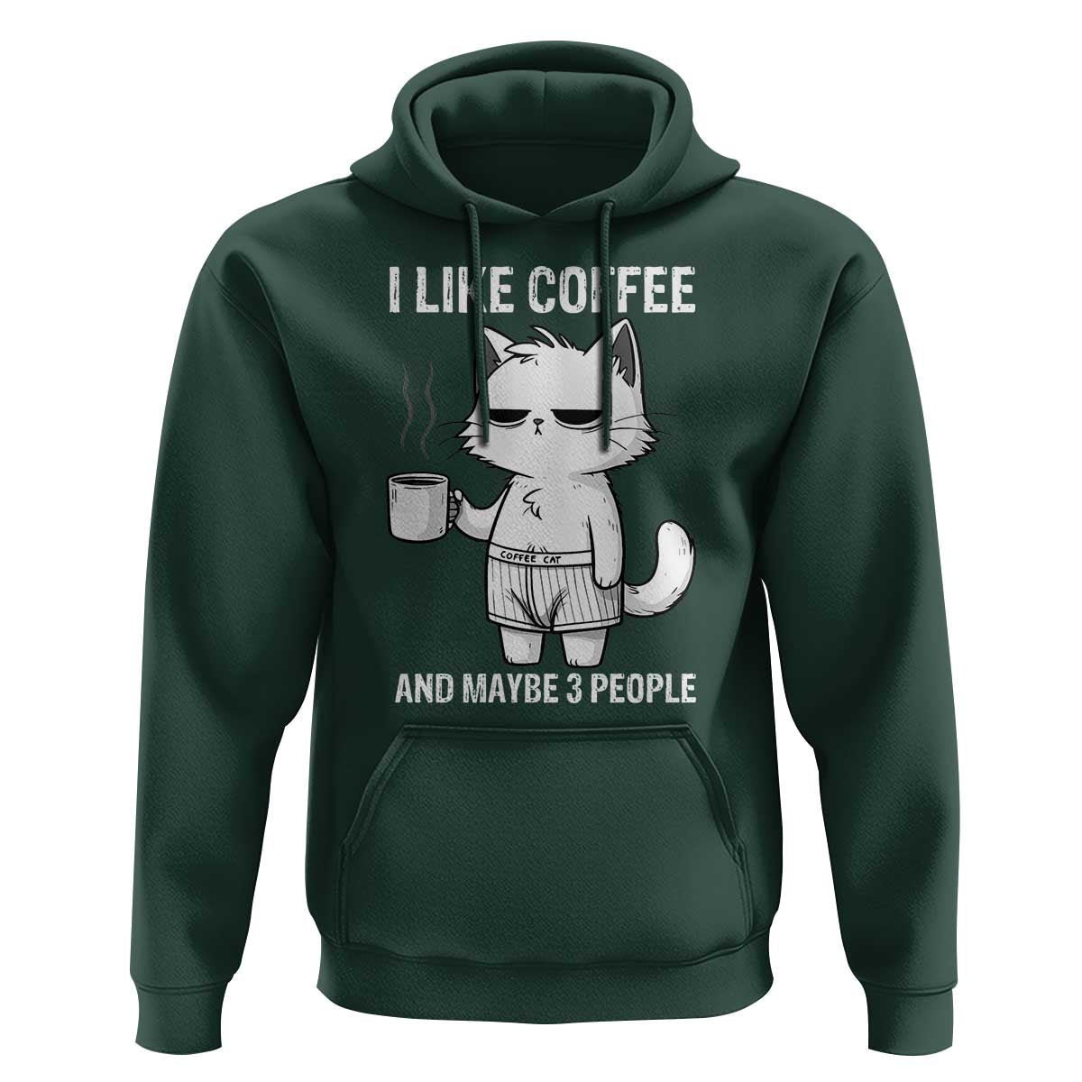 I Like Coffee And Maybe Three People Hoodie Funny Cat Coffee Lover - Wonder Print Shop