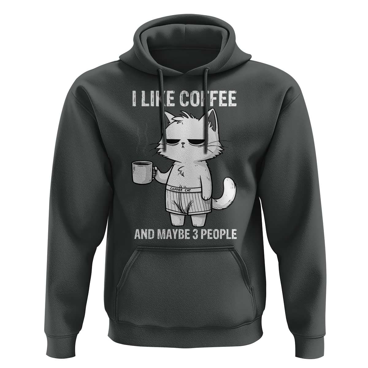 I Like Coffee And Maybe Three People Hoodie Funny Cat Coffee Lover - Wonder Print Shop