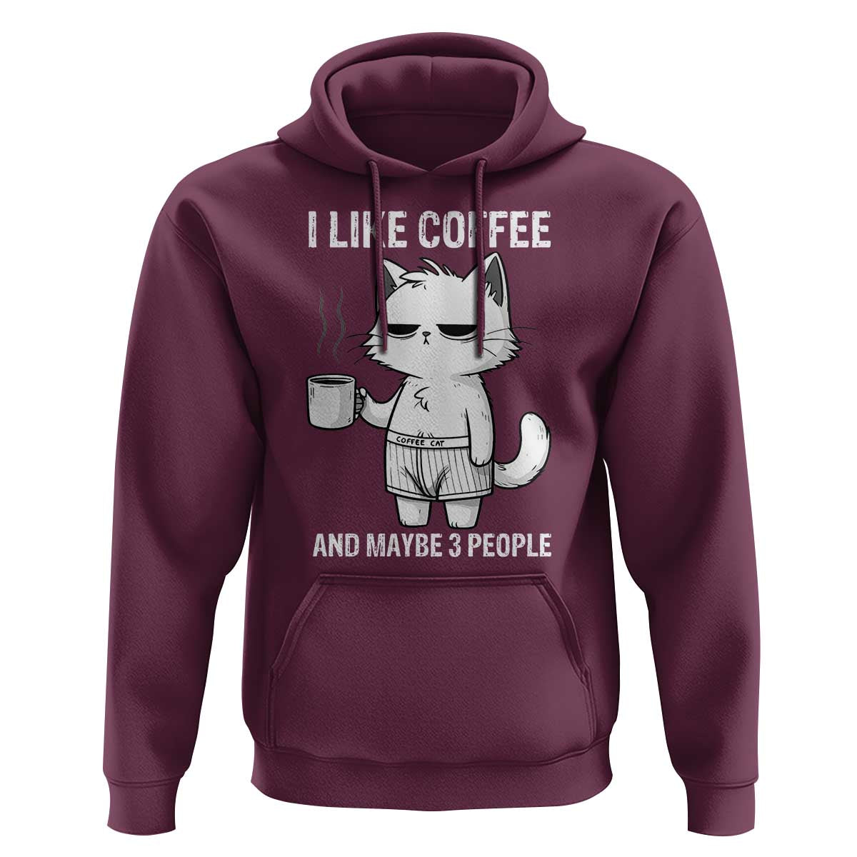 I Like Coffee And Maybe Three People Hoodie Funny Cat Coffee Lover - Wonder Print Shop