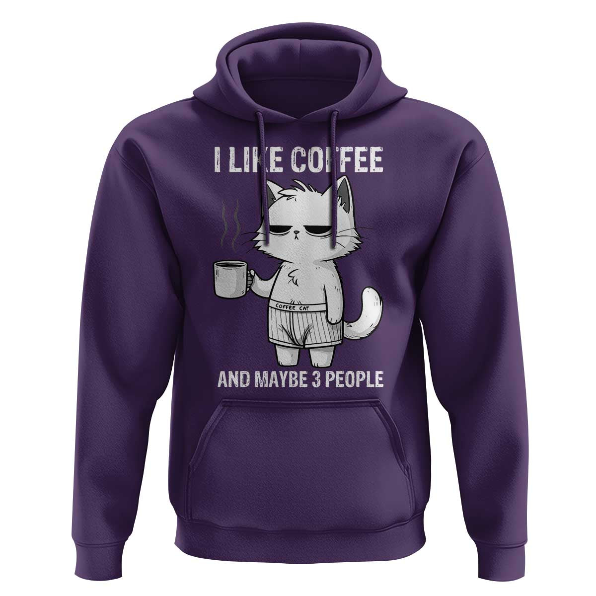 I Like Coffee And Maybe Three People Hoodie Funny Cat Coffee Lover - Wonder Print Shop