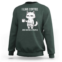 I Like Coffee And Maybe Three People Sweatshirt Funny Cat Coffee Lover - Wonder Print Shop