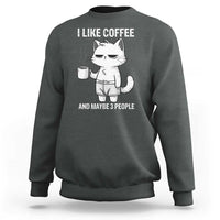 I Like Coffee And Maybe Three People Sweatshirt Funny Cat Coffee Lover - Wonder Print Shop