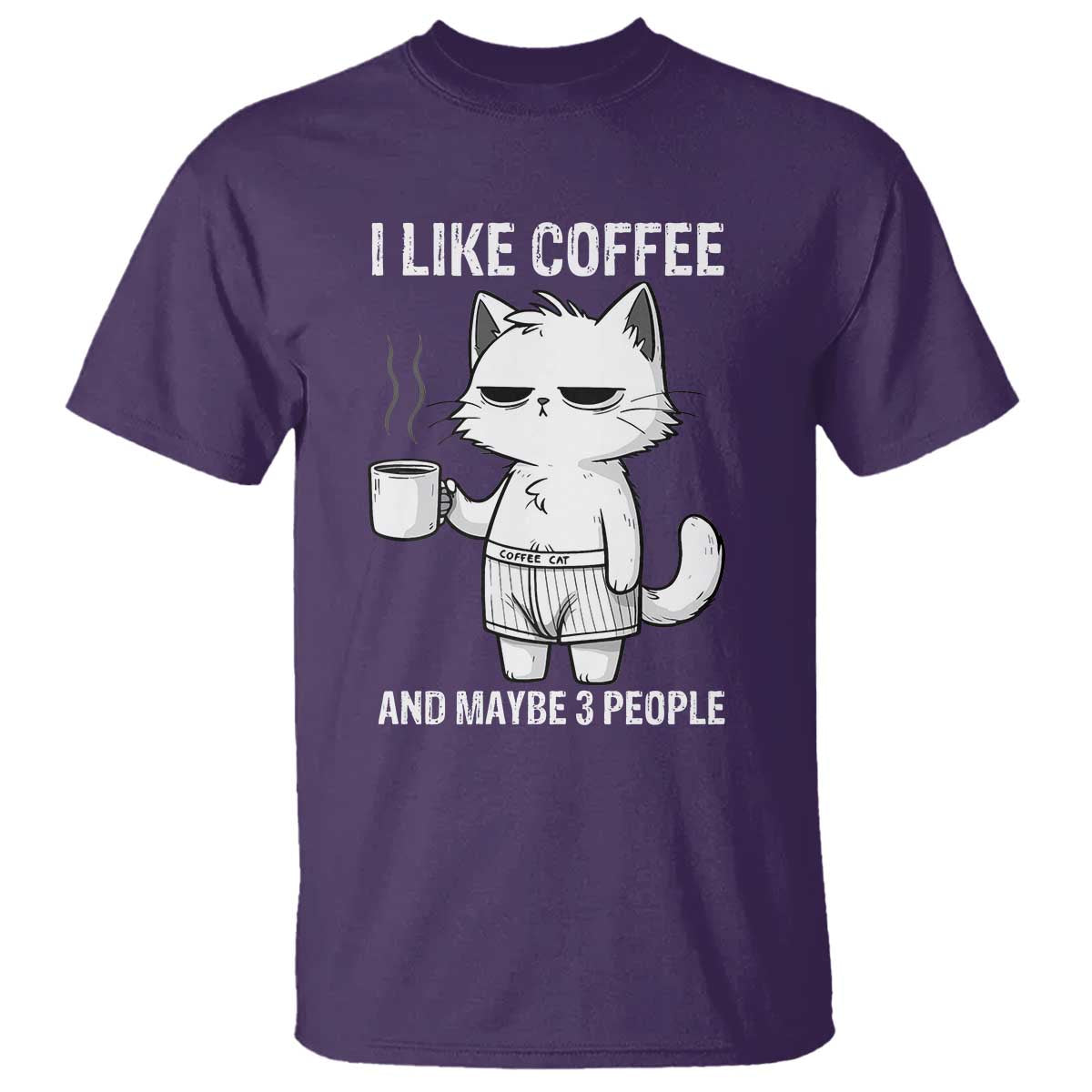 I Like Coffee And Maybe Three People T Shirt Funny Cat Coffee Lover - Wonder Print Shop