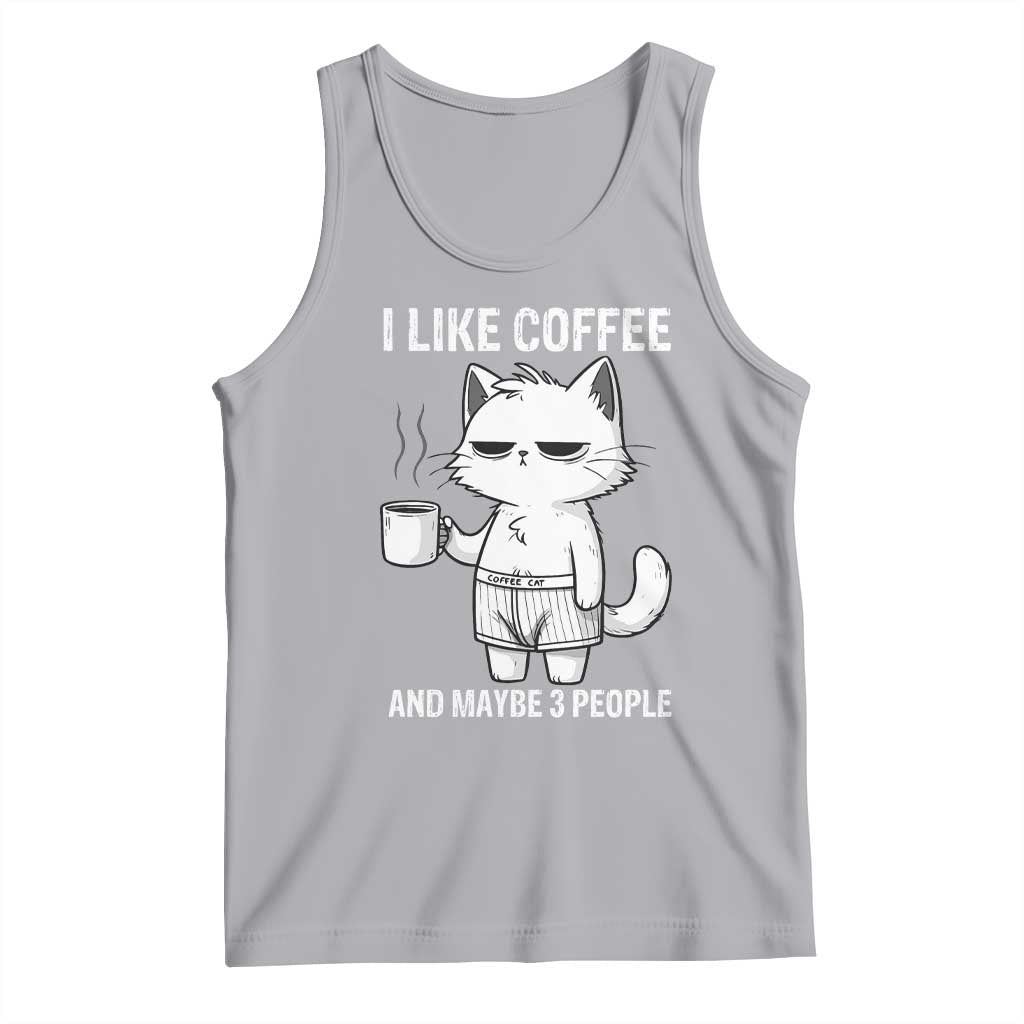 I Like Coffee And Maybe Three People Tank Top Funny Cat Coffee Lover - Wonder Print Shop