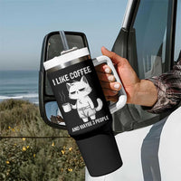 I Like Coffee And Maybe Three People Tumbler With Handle Funny Cat Coffee Lover