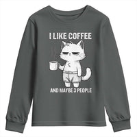 I Like Coffee And Maybe Three People Youth Sweatshirt Funny Cat Coffee Lover - Wonder Print Shop