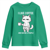 I Like Coffee And Maybe Three People Youth Sweatshirt Funny Cat Coffee Lover - Wonder Print Shop