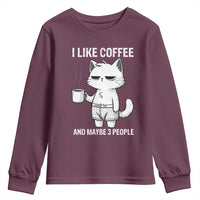 I Like Coffee And Maybe Three People Youth Sweatshirt Funny Cat Coffee Lover - Wonder Print Shop