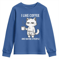 I Like Coffee And Maybe Three People Youth Sweatshirt Funny Cat Coffee Lover - Wonder Print Shop