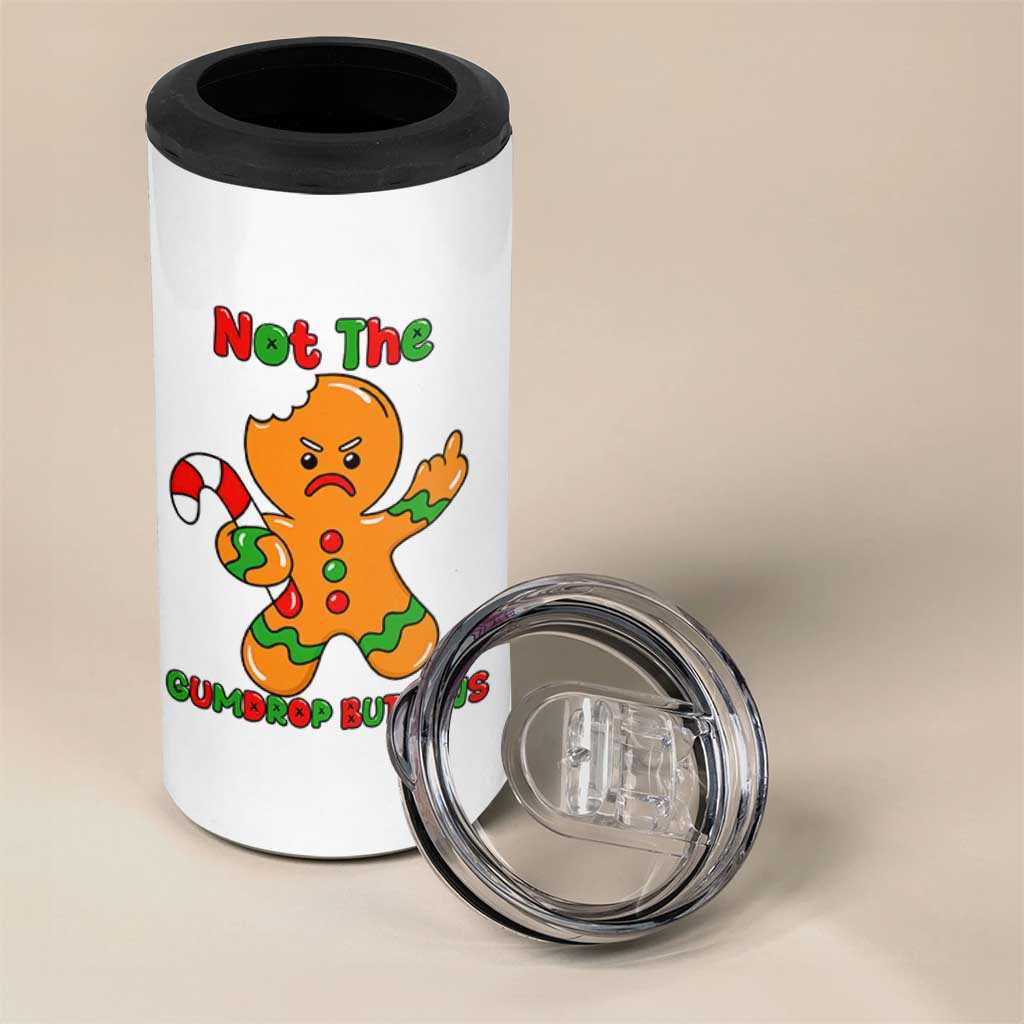 Not The Gumdrop Buttows 4 in 1 Can Cooler Tumbler Funny Christmas Gingerbread Man Meme