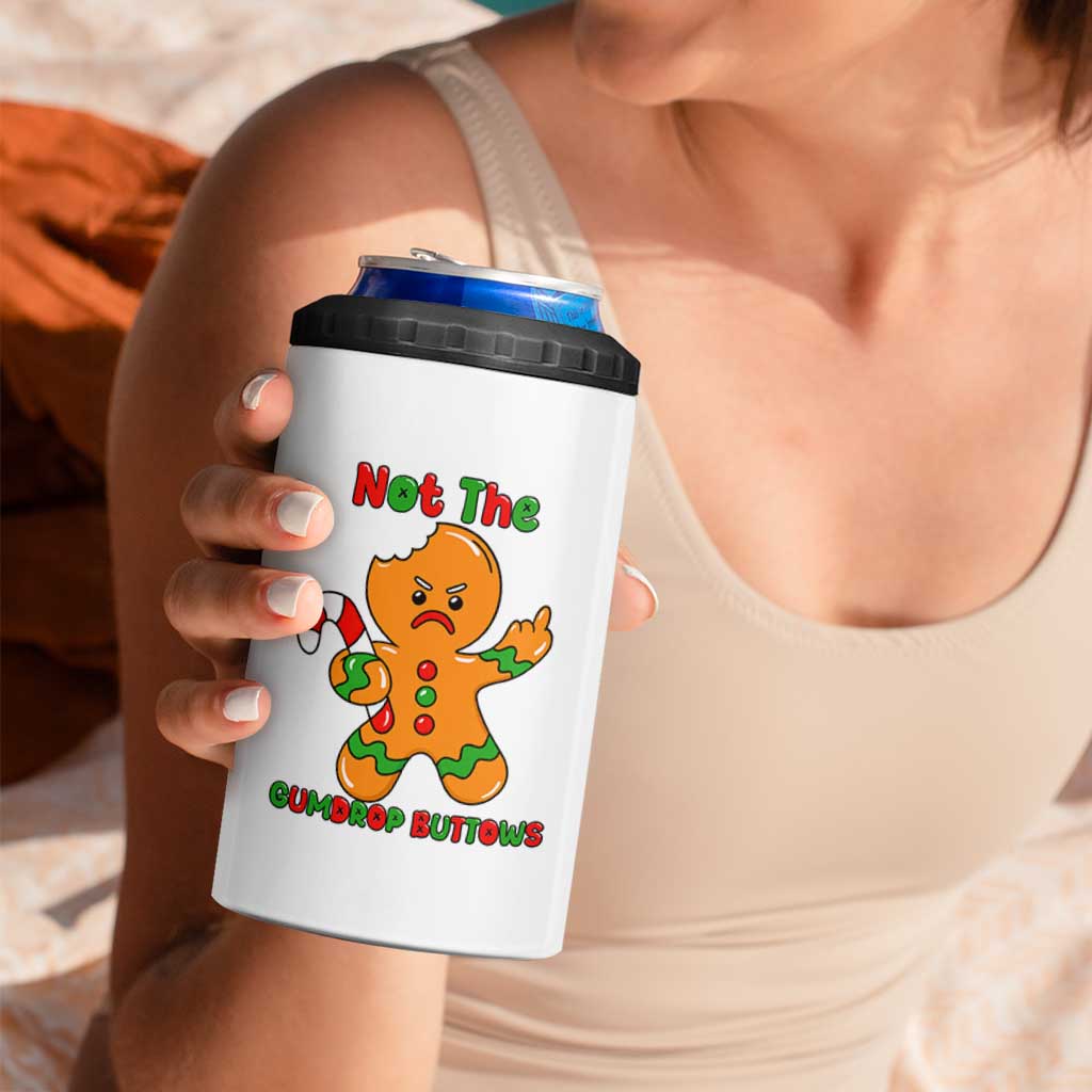 Not The Gumdrop Buttows 4 in 1 Can Cooler Tumbler Funny Christmas Gingerbread Man Meme