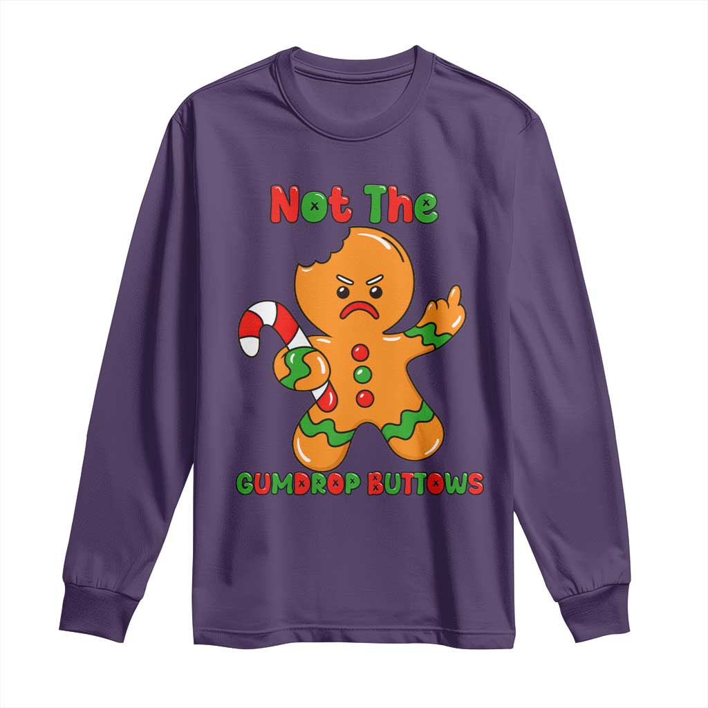 Not The Gumdrop Buttows Long Sleeve Shirt Funny Christmas Gingerbread Man Meme - Wonder Print Shop