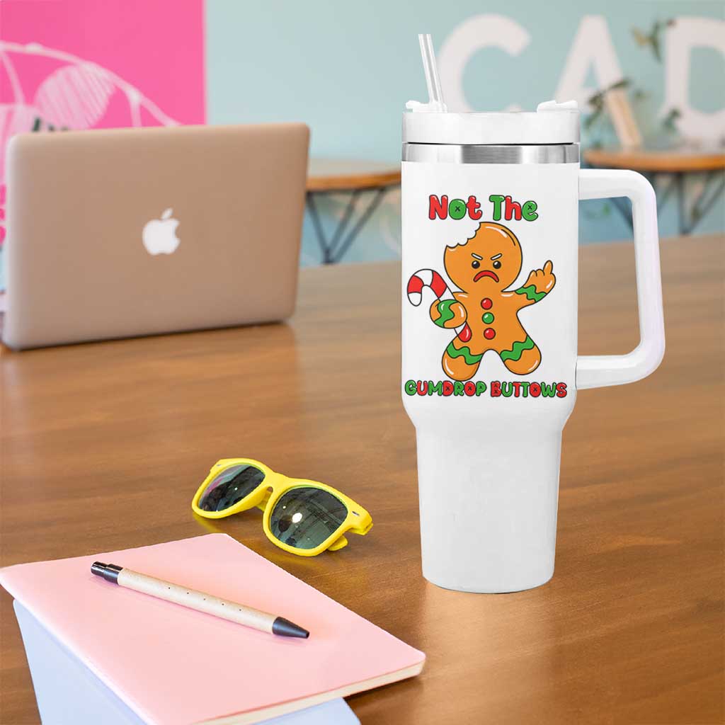 Not The Gumdrop Buttows Tumbler With Handle Funny Christmas Gingerbread Man Meme