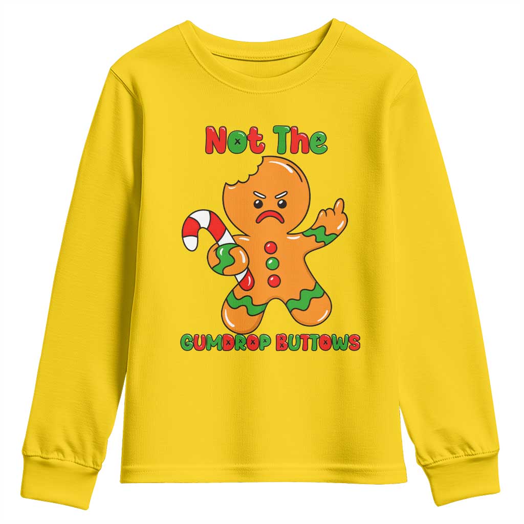 Not The Gumdrop Buttows Youth Sweatshirt Funny Christmas Gingerbread Man Meme - Wonder Print Shop