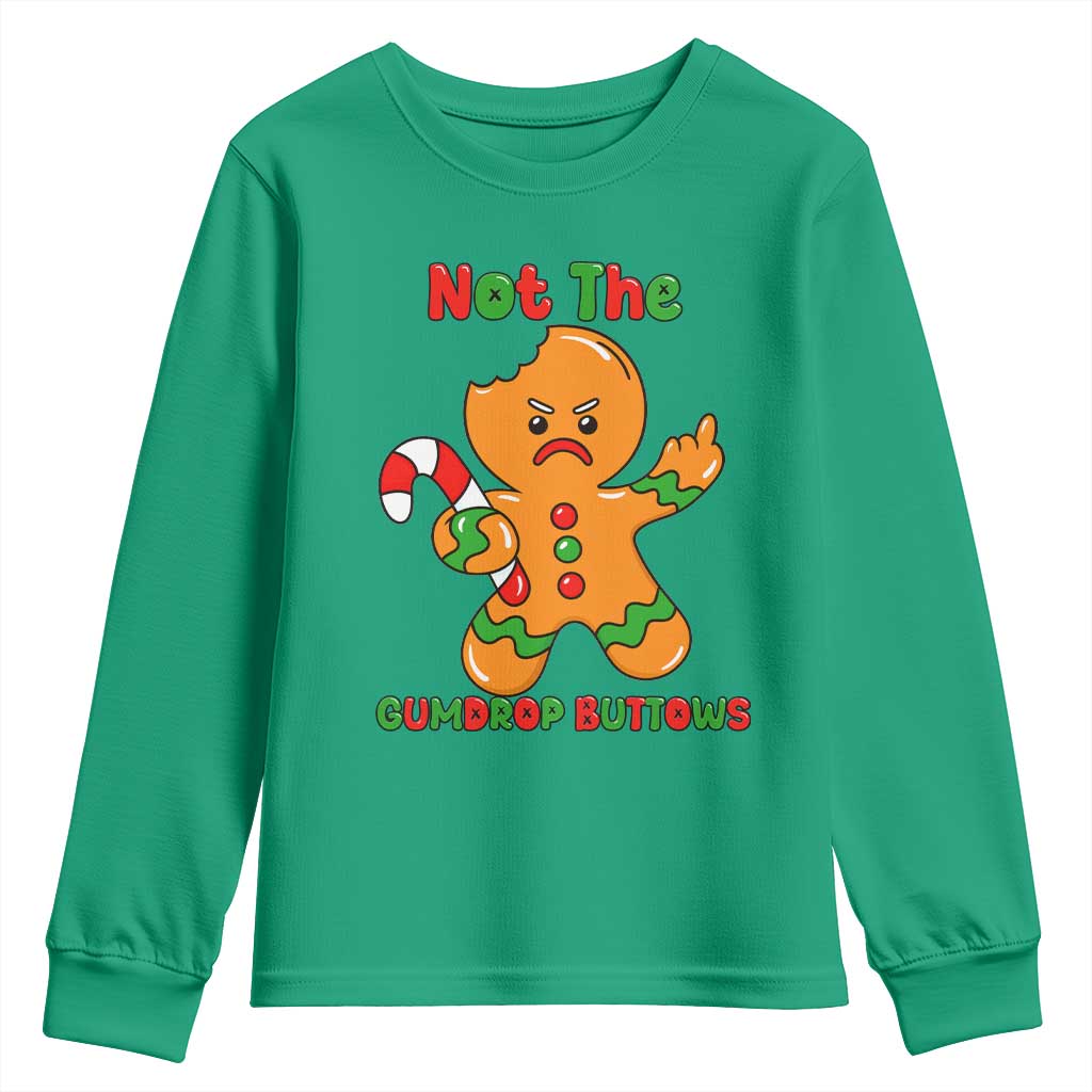 Not The Gumdrop Buttows Youth Sweatshirt Funny Christmas Gingerbread Man Meme - Wonder Print Shop