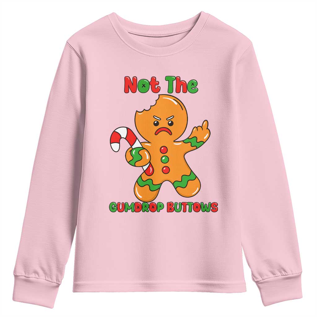 Not The Gumdrop Buttows Youth Sweatshirt Funny Christmas Gingerbread Man Meme - Wonder Print Shop