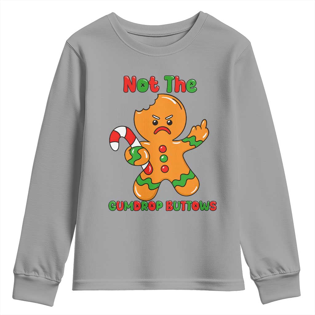 Not The Gumdrop Buttows Youth Sweatshirt Funny Christmas Gingerbread Man Meme - Wonder Print Shop