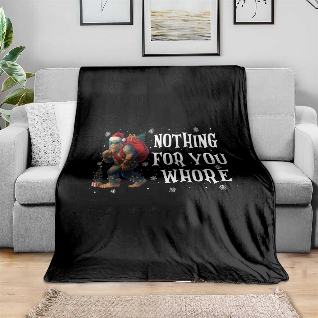Funny Bigfoot Santa Christmas Throw Blanket Nothing For You Whore Merry Squatchmas - Wonder Print Shop