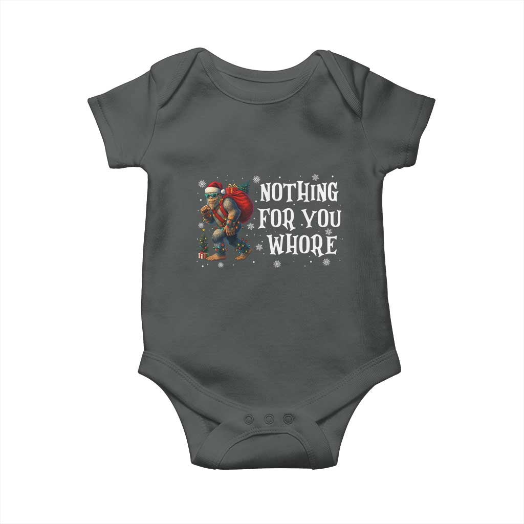Funny Bigfoot Santa Christmas Baby Onesie Nothing For You Whore Merry Squatchmas - Wonder Print Shop