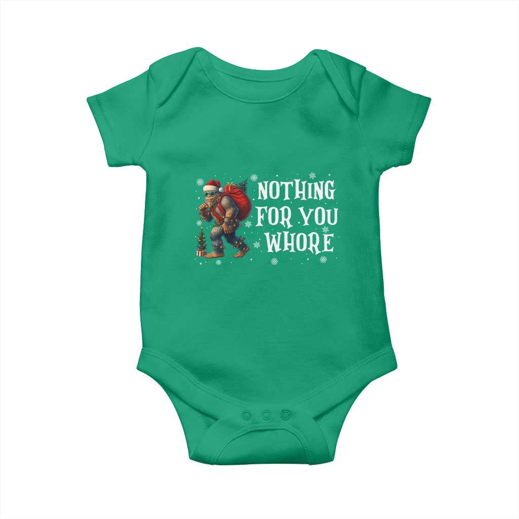 Funny Bigfoot Santa Christmas Baby Onesie Nothing For You Whore Merry Squatchmas - Wonder Print Shop