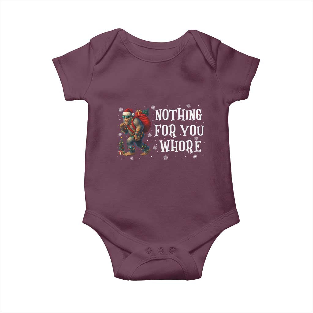 Funny Bigfoot Santa Christmas Baby Onesie Nothing For You Whore Merry Squatchmas - Wonder Print Shop