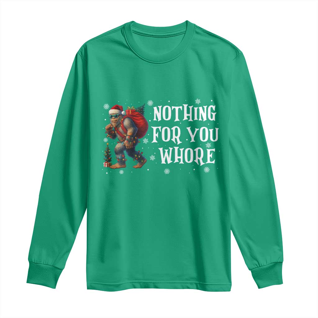 Funny Bigfoot Santa Christmas Long Sleeve Shirt Nothing For You Whore Merry Squatchmas - Wonder Print Shop