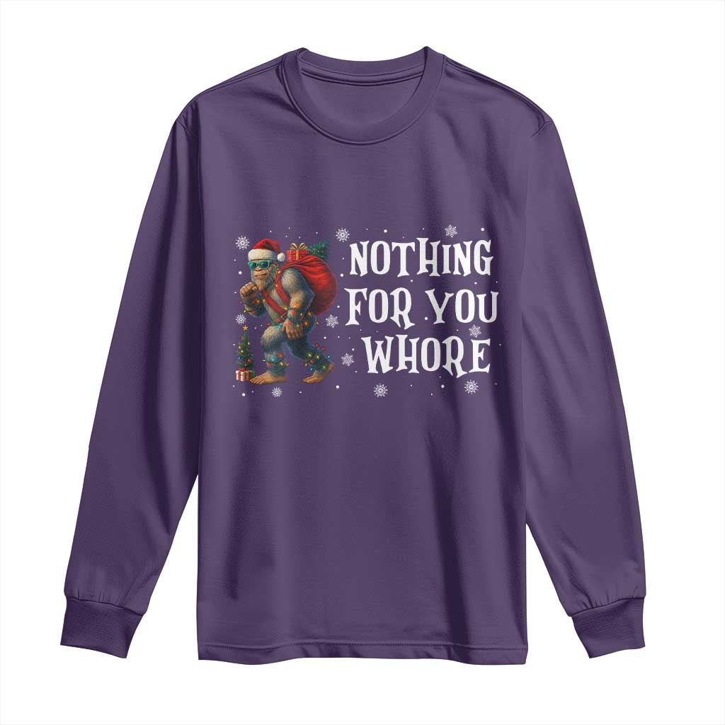 Funny Bigfoot Santa Christmas Long Sleeve Shirt Nothing For You Whore Merry Squatchmas - Wonder Print Shop
