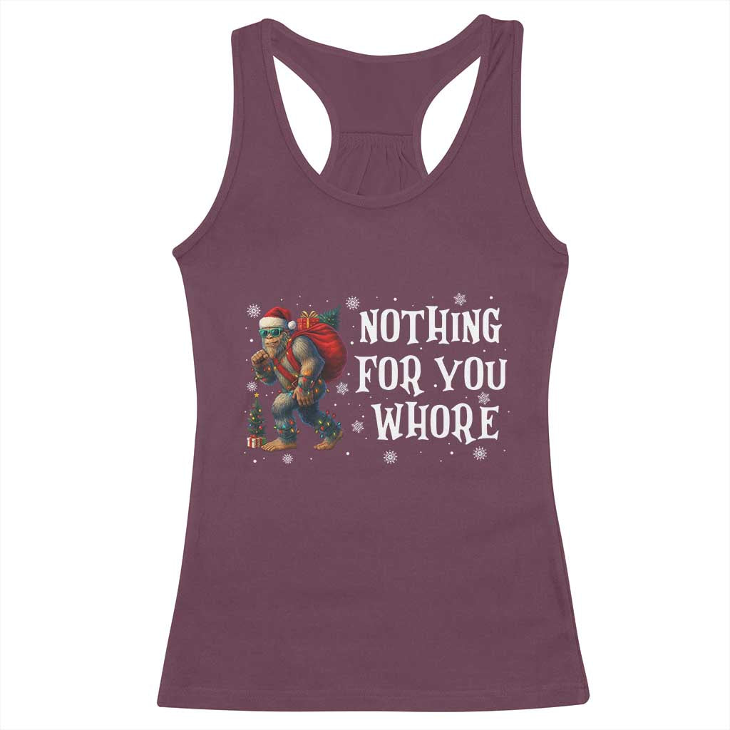 Funny Bigfoot Santa Christmas Racerback Tank Top Nothing For You Whore Merry Squatchmas - Wonder Print Shop