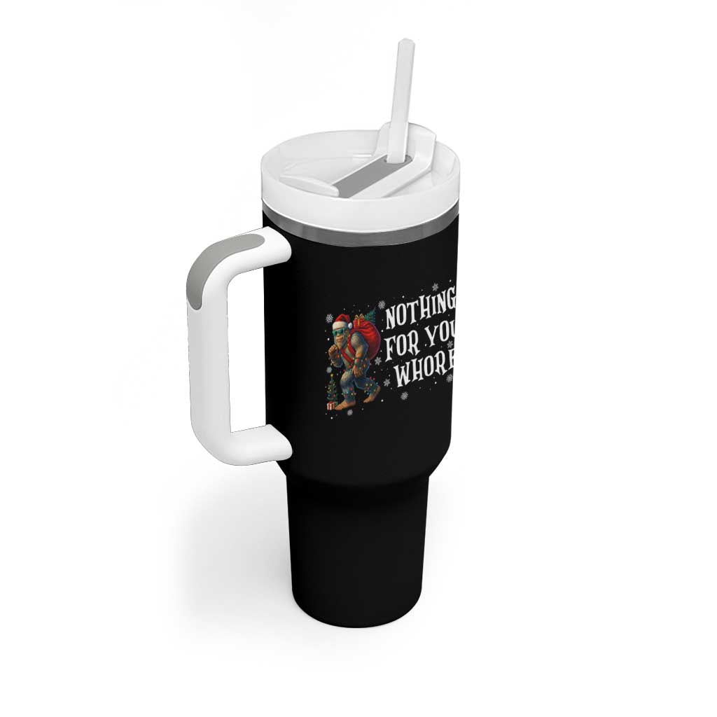 Funny Bigfoot Santa Christmas Tumbler With Handle Nothing For You Whore Merry Squatchmas