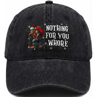 Funny Bigfoot Santa Christmas Washed Cotton Baseball Cap Nothing For You Whore Merry Squatchmas