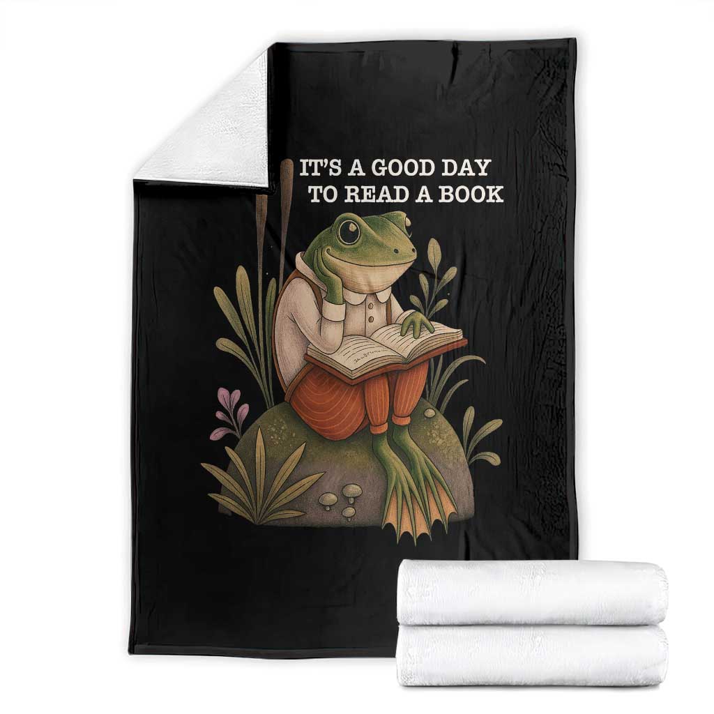 Cute Frog Reading Throw Blanket It Is A Good Day To Read A Book - Wonder Print Shop